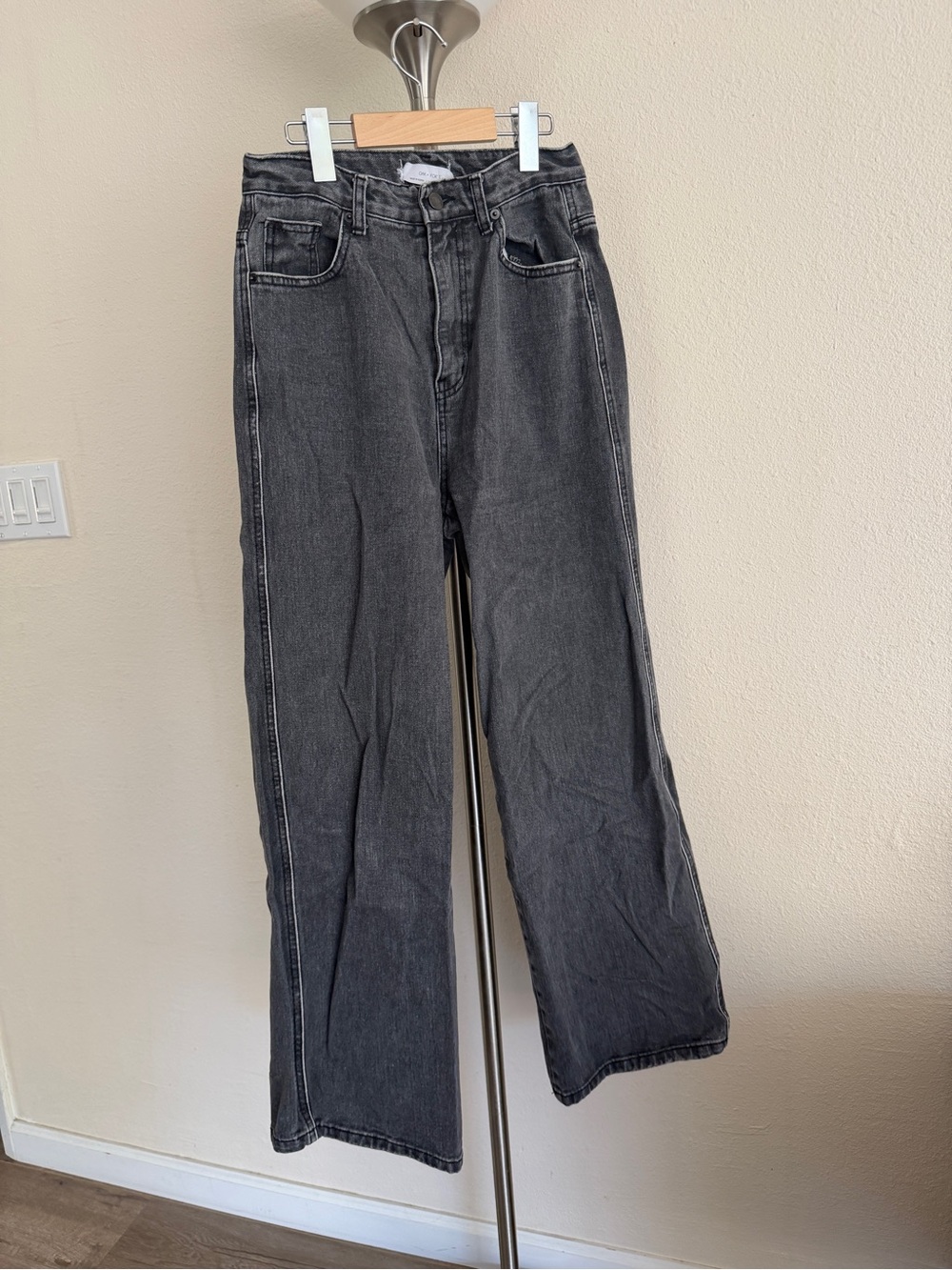OAK + FORT Black Wash Wide-Leg Jeans